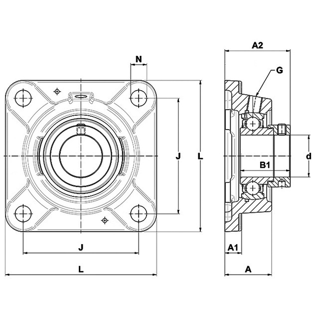 Palier Auto-aligneur Carre Fonte FY 40 FM référence fournisseur 227188